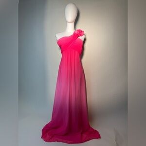 Y2K Cache Pink Ombre Floral Ruched Formal Dress
